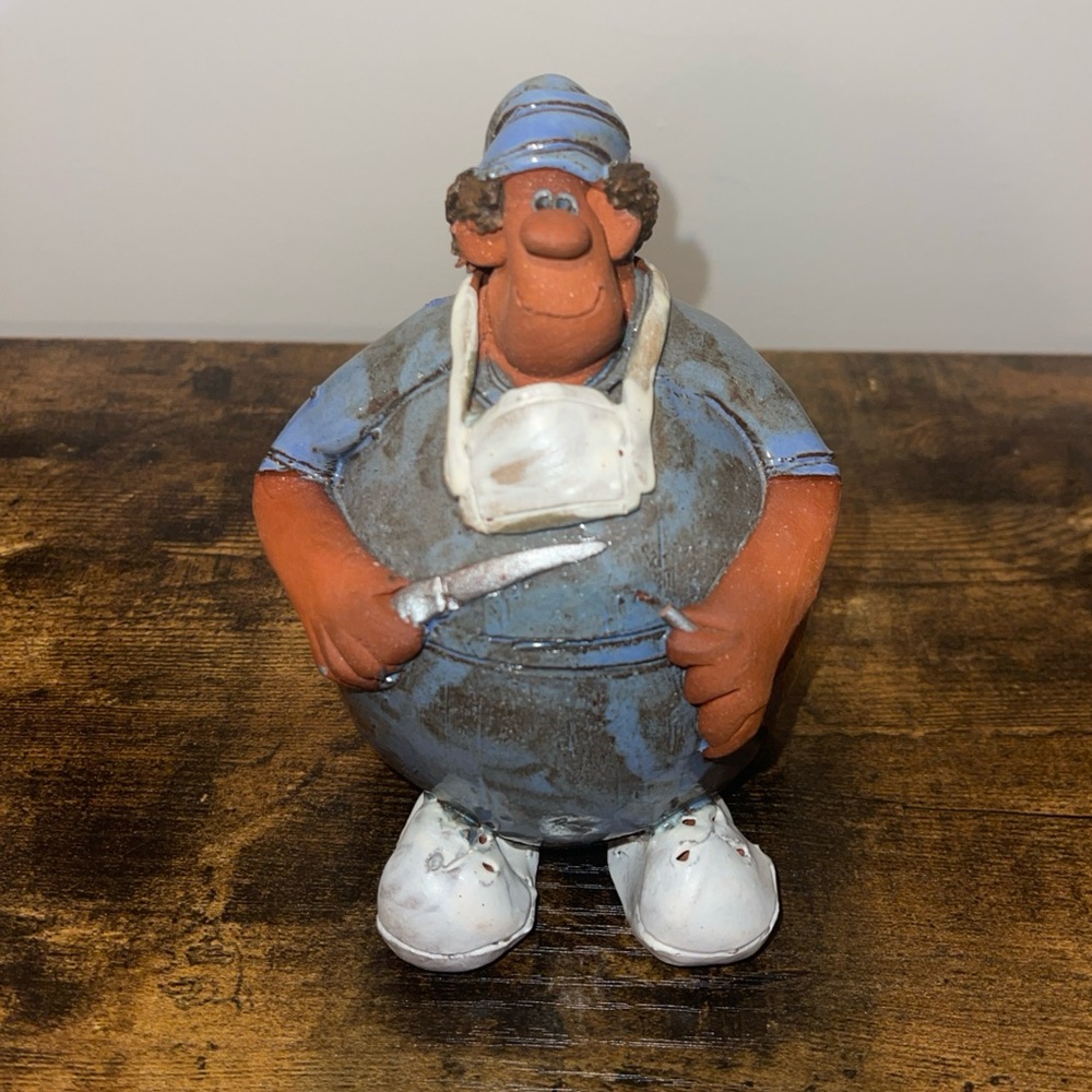 Sara Meadows Balloon People Clay Art Pottery Signed Surgeon Doctor Nurse 1990